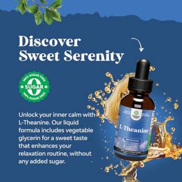 High Absorption L-Theanine Liquid Drops - Nootropic Focus Supplement with L Theanine 200mg Per Serving and Chamomile Extract - L Theanine Supplement for Adults and Kids Relaxation and Focus - 2oz