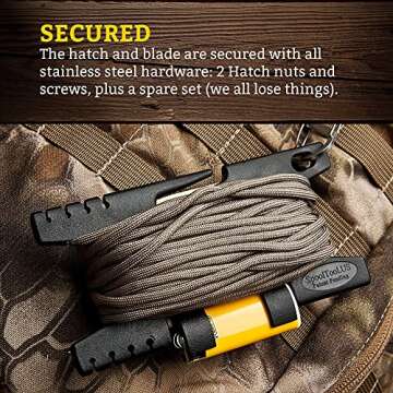 Spool Tool (Flat Dark Earth) -Paracord Holder Spool Survival Kit (Holds 100ft of 550 Paracord) Made in USA