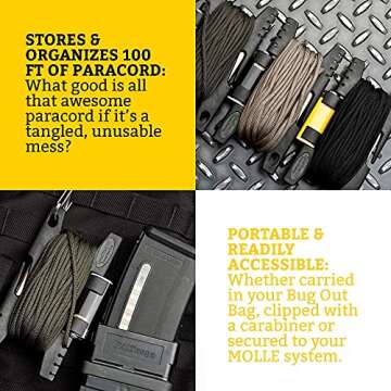 Spool Tool (Flat Dark Earth) -Paracord Holder Spool Survival Kit (Holds 100ft of 550 Paracord) Made in USA