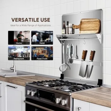 Stainless Steel Range Backsplash with Storage Shelf