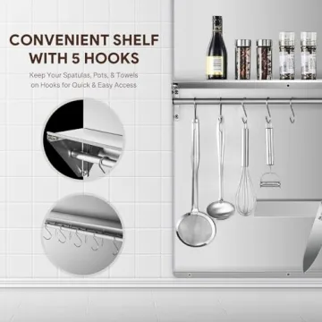 Stainless Steel Range Backsplash with Storage Shelf