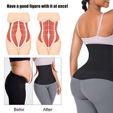 Bicico Waist Trainer Belt for Women, Waist Trimmer Weight Loss Belt, Sport Sweat Workout Body Shaper Sauna Black