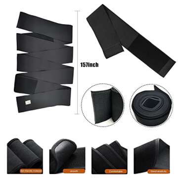 Bicico Waist Trainer Belt for Women, Waist Trimmer Weight Loss Belt, Sport Sweat Workout Body Shaper Sauna Black