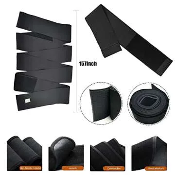 Bicico Waist Trainer Belt for Women, Waist Trimmer Weight Loss Belt, Sport Sweat Workout Body Shaper Sauna Black