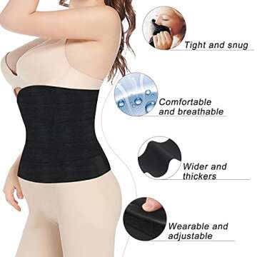 Bicico Waist Trainer Belt for Women, Waist Trimmer Weight Loss Belt, Sport Sweat Workout Body Shaper Sauna Black
