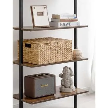 StorageWorks Large Water Hyacinth Baskets for Organizing, Wicker Basket with Lid for Shelves, Storage Basket with Lid and Built-in Handles, 1 Pack