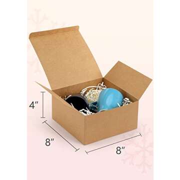 ValBox 8x8x4 Inches Gift Boxes 12 PCS Brown Paper Gift Boxes with Lids for Gifts, Wedding Present, B...