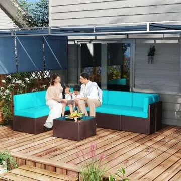 Kinfant 7 PCs Outdoor Sectional Sofa Set - Elegant & Durable