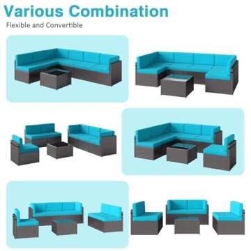 Kinfant 7 PCs Outdoor Sectional Sofa Set - Elegant & Durable