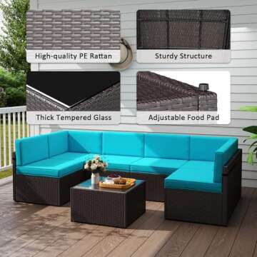 Kinfant 7 PCs Outdoor Sectional Sofa Set - Elegant & Durable