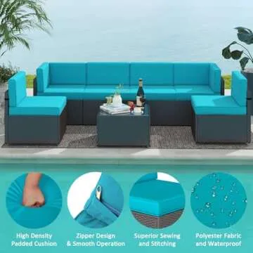 Kinfant 7 PCs Outdoor Sectional Sofa Set - Elegant & Durable