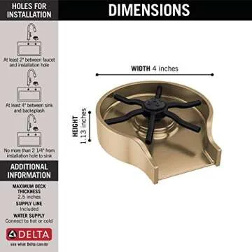 Delta Faucet Metal Glass Rinser for Kitchen Sinks, Kitchen Sink Accessories, Bar Glass Rinser, Champagne Bronze GR250-CZ