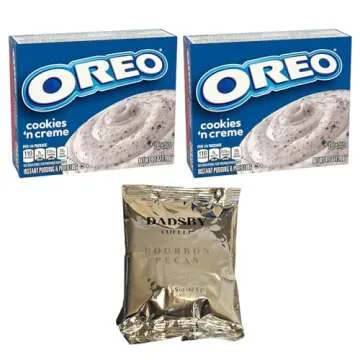 Jello-oreo Cookies & Creme Instant Pudding & Pie Filling bundle with Dadsby Measuring Spoon, color may vary or Silicone Pinch Mitts or Dadsby Ground Coffee (Cookies N' Cream, Pack of 2)