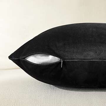 Fancy Homi Luxury Black Velvet Pillow Covers 18x18 Inch