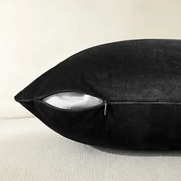 Fancy Homi Luxury Black Velvet Pillow Covers 18x18 Inch