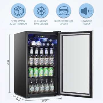 Antarctic Star Beverage Refrigerator Cooler -120 Can Mini Fridge Glass Door for Soda Beer or Wine Co...