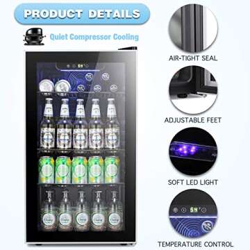 Antarctic Star 120 Can Beverage Refrigerator with Glass Door