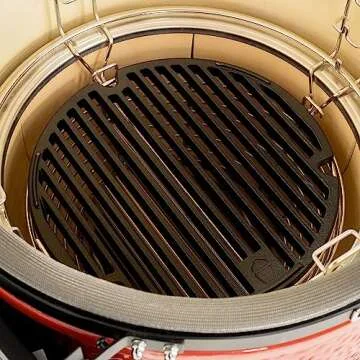Kamado Joe Durable Non-Stick Cast Iron Cooking Grate with Grill Grate Lifter for Joe Jr Portable Charcoal Grill and Classic Joe Series Charcoal Grills, Model KJ15090620