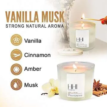HHI Vanilla Musk Scented Candle for Relaxation and Gifting