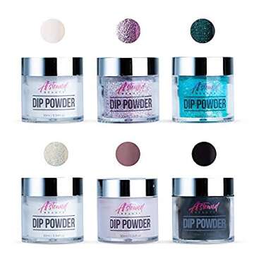 Dip Powder Nail Kit - 6 Color with Glitter Dipping Powder Starter Kit - Nail Dip Powder All-in-One Travel Kit