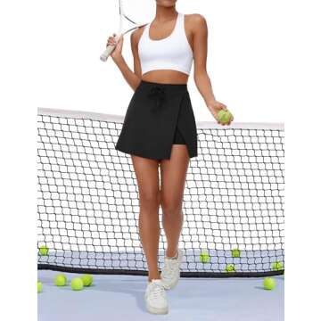 Fengbay Tennis Skirts for Women with Pockets, High Waisted Athletic Golf Skorts Skirts with Shorts