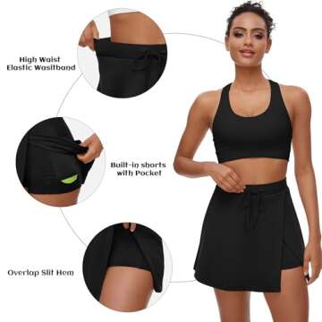 Fengbay Tennis Skirts for Women with Pockets, High Waisted Athletic Golf Skorts Skirts with Shorts