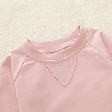 HAPPYMA Toddler Baby Girl Pants Sets Solid Color Long Sleeve Blouse Top + Pants Fall Winter Outfits Clothes 6 Months to 4T (Pink, 3-4T)