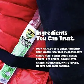 Healthy 100% Grass-Fed Beef Sticks - Non-GMO, Keto-Friendly