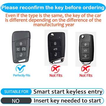 Tukellen for Volkswagen Key Fob Cover, Premium Soft TPU Full Protection Key Fob Case VW Tiguan Atlas...