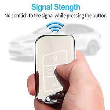 Tukellen for Volkswagen Key Fob Cover, Premium Soft TPU Full Protection Key Fob Case VW Tiguan Atlas Jetta Passat Golf Alltrack Smart Keyless Fob Remote Key (White)