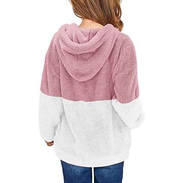 Haloumoning Girls Fuzzy Fleece Pullover Hoodies Sweatshirt Casual Loose Outwear Coat with Pockets 8-...