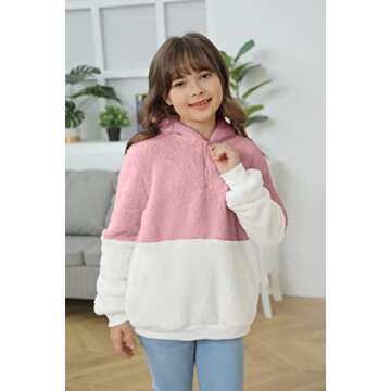 Haloumoning Cozy Girls Fleece Pullover Hoodie 8-9 Years