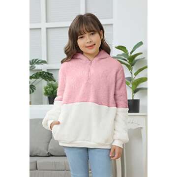 Haloumoning Cozy Girls Fleece Pullover Hoodie 8-9 Years