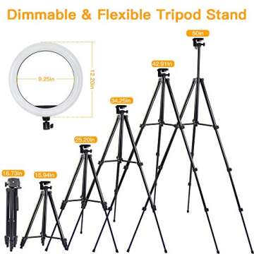 12” Ring Light with Tripod Stand & 2 Phone Holders for TikTok/YouTube/Photography/Makeup/Live, Mountdog Newest LED Selfie Ring Light for iPhone Android Phone, 3 Light Modes & 11 Brightness Level