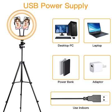 12” Ring Light with Tripod Stand & 2 Phone Holders for TikTok/YouTube/Photography/Makeup/Live, Mountdog Newest LED Selfie Ring Light for iPhone Android Phone, 3 Light Modes & 11 Brightness Level