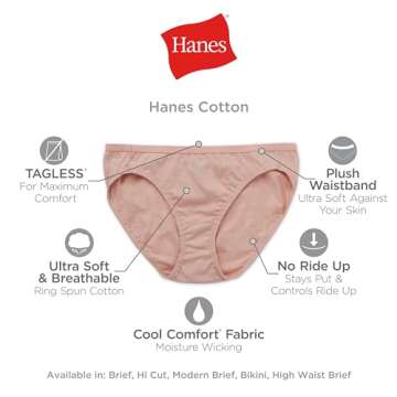 Hanes Women's Cotton Hi Cut Panty (Pack Of 10) bikini underwear, Assorted, 7 US