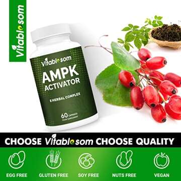 Vitablosom AMPK Activator Supplement, 5 in 1 Jiaogulan Gynostemma AMPK Metabolic Activator 60 Vegetarian Capsules