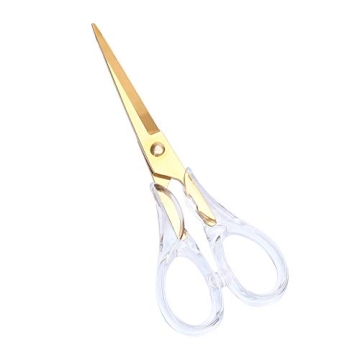 Stylish Acrylic Gold Multipurpose Scissors Stainless Steel 6.3 Inches Office Scissors Desktop Statio...