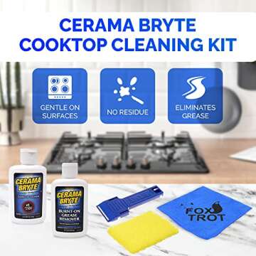 Cerama Bryte Complete Cooktop Cleaner Kit - Includes Cerama Bryte Glass Stove Top Cleaner - Burnt On...