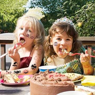 8 Sheets (96PCS) Halloween Temporary Tattoos Themed Boo Birthday Party Decorations Supplies Favors Decor Tattoo Stickers for Kids Women Adults Gifts Prizes Rewards