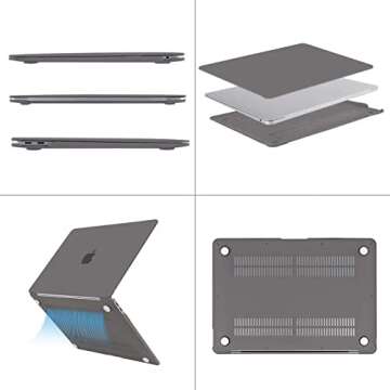 MOSISO Compatible with MacBook Air 13 inch Case 2022, 2021-2018 Release A2337 M1 A2179 A1932, Plastic Hard Shell&Keyboard Cover&Screen Film&Storage Bag for MacBook Air 13.3 inch Case, Gray