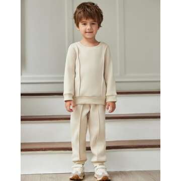 Arshiner Boy 2 Piece Outfits Solid Color Crewneck Sweatshirt Top Casual Pants Set Toddler Cute Fall ...