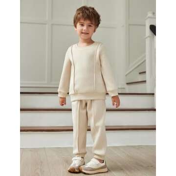 Arshiner Boy 2 Piece Outfits Solid Color Crewneck Sweatshirt Top Casual Pants Set Toddler Cute Fall Winter Outfits Size 2