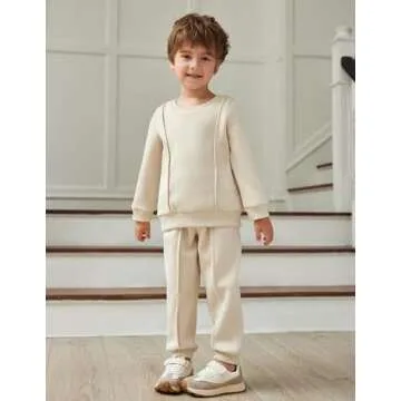 Arshiner Boy 2 Piece Outfits Solid Color Crewneck Sweatshirt Top Casual Pants Set Toddler Cute Fall Winter Outfits Size 2