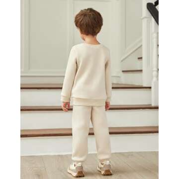 Arshiner Boy 2 Piece Outfits Solid Color Crewneck Sweatshirt Top Casual Pants Set Toddler Cute Fall Winter Outfits Size 2