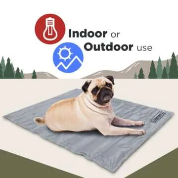 Coleman Pressure Activated Comfort Cooling Gel Pet Pad Mat in Medium 24"x30", for Medium Pets, Keep Your pet Cool, and Reduce Joint Pain. Year Round Use 100% Safe Non-Toxic Materials, Silver