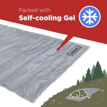 Coleman Pressure Activated Comfort Cooling Gel Pet Pad Mat in Medium 24"x30", for Medium Pets, Keep Your pet Cool, and Reduce Joint Pain. Year Round Use 100% Safe Non-Toxic Materials, Silver