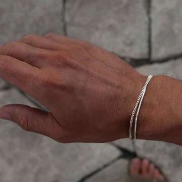 Risamil Silver Cuban Snake Bracelet for Men and Women