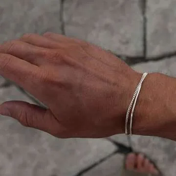 Risamil Silver Cuban Snake Bracelet for Men and Women