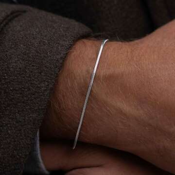 Risamil Silver Cuban Snake Bracelet for Men and Women